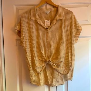 NWT LUCKY BRAND mustard plaid top